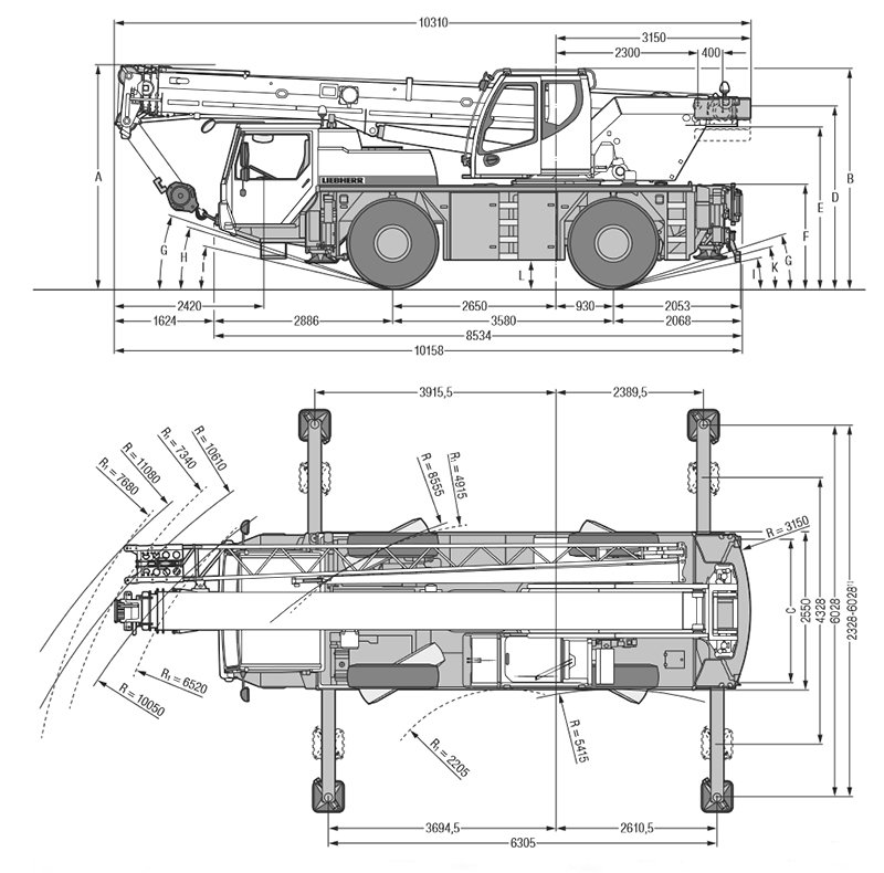 Liebherr LTM 1030-2.1 Dimensions