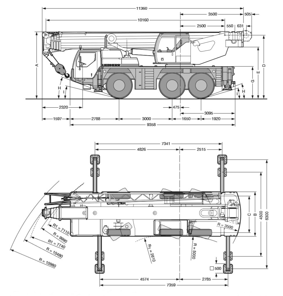 Liebherr LTM1055-3.1 dimensions