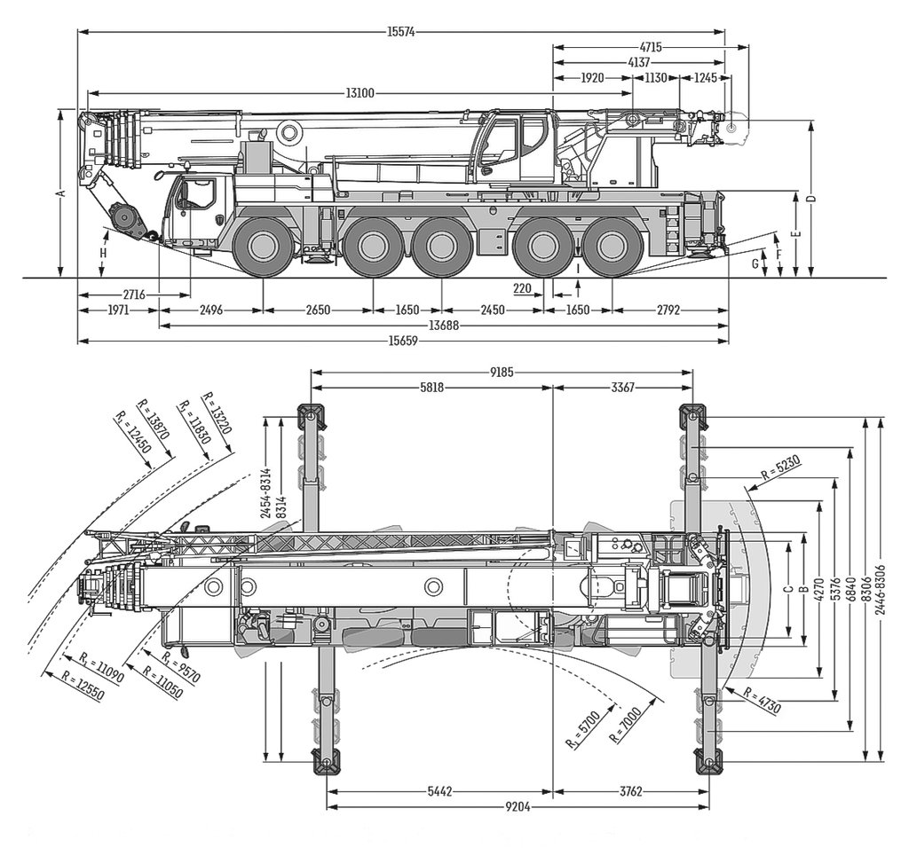 Liebherr LTM1160-5.2 dimensions