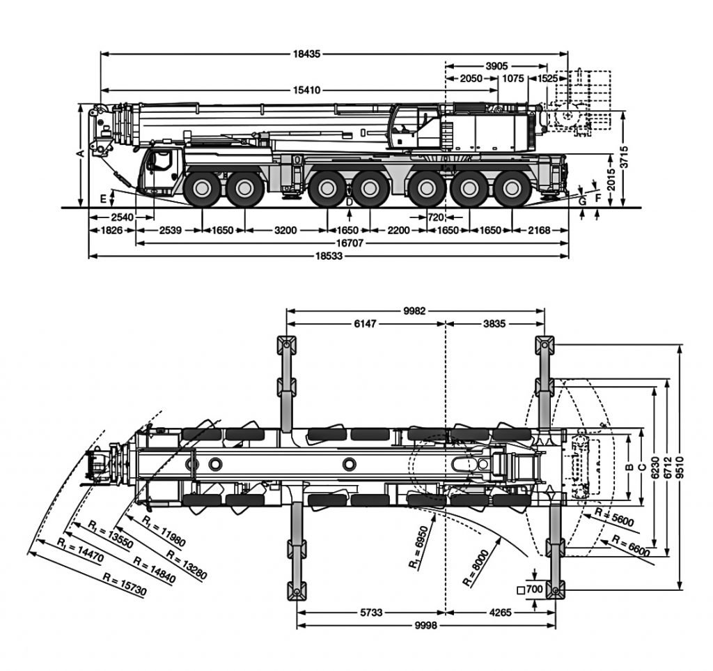 Liebherr LTM1400-7.1 dimensions