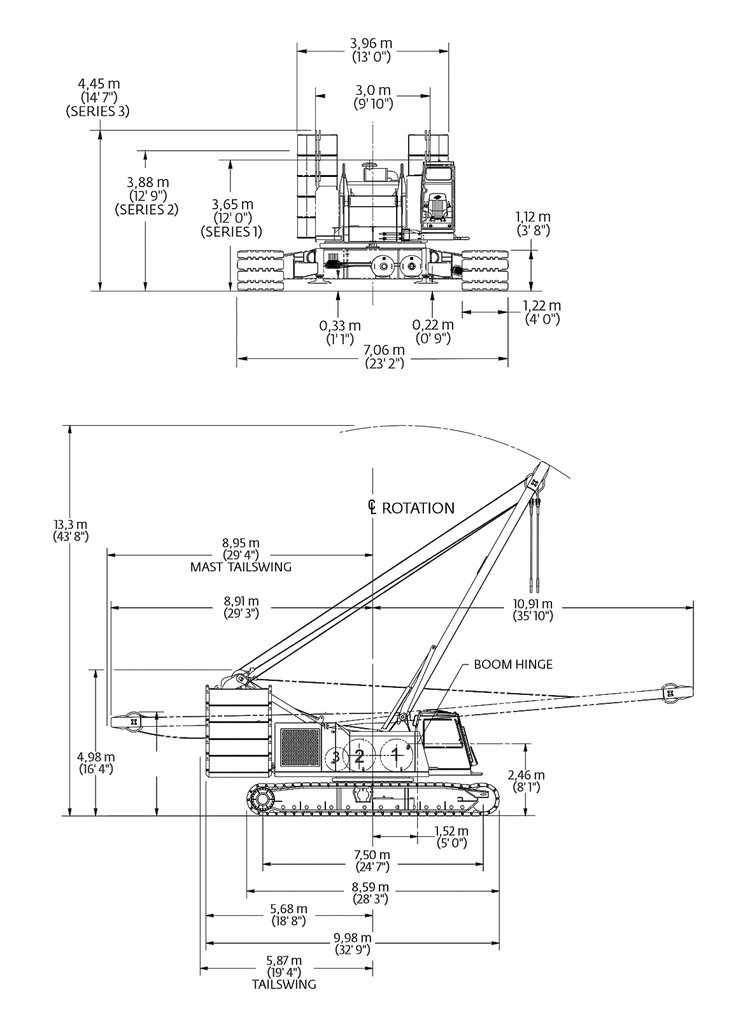 Manitowoc MLC250 dimensions